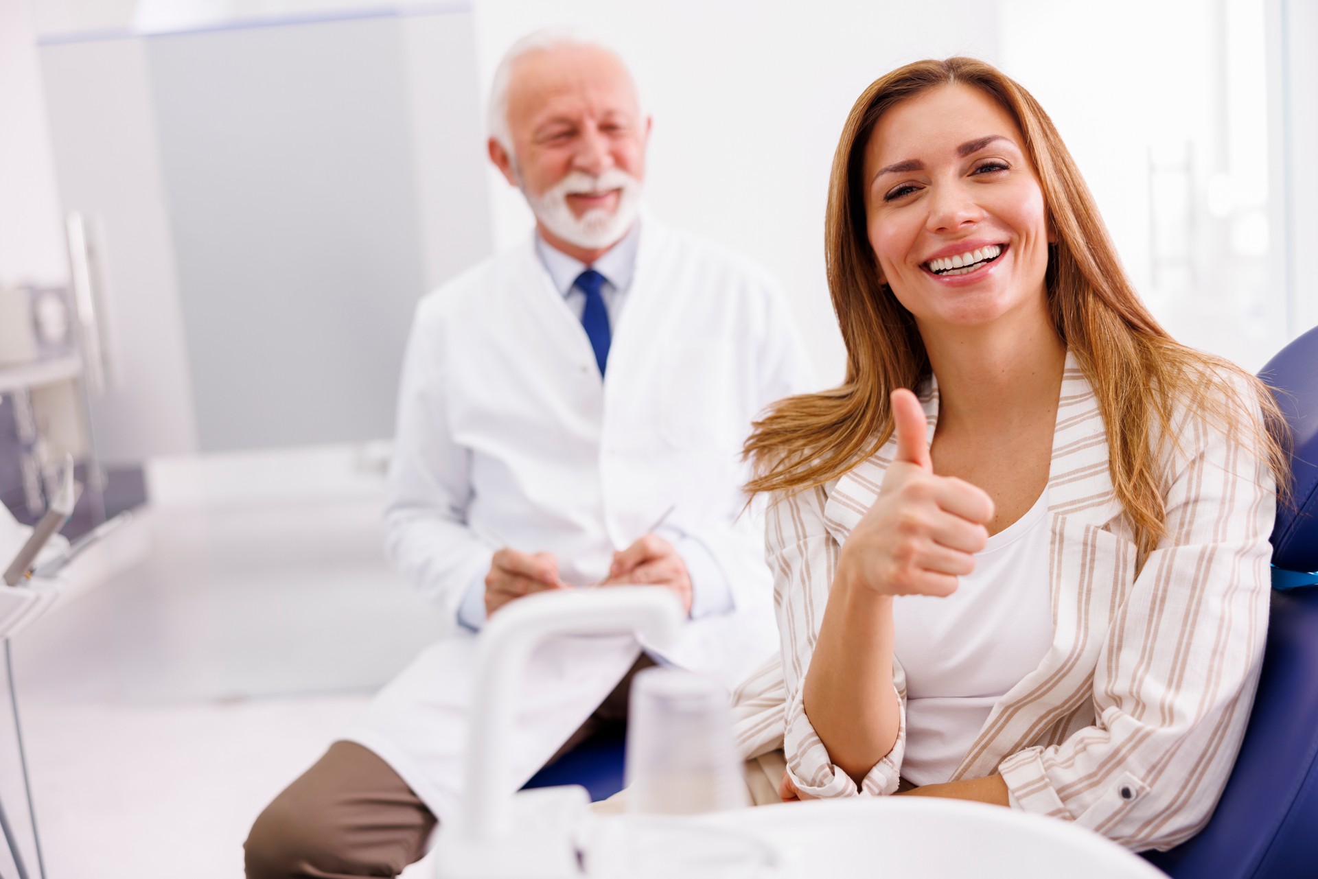 Woman at dentist office